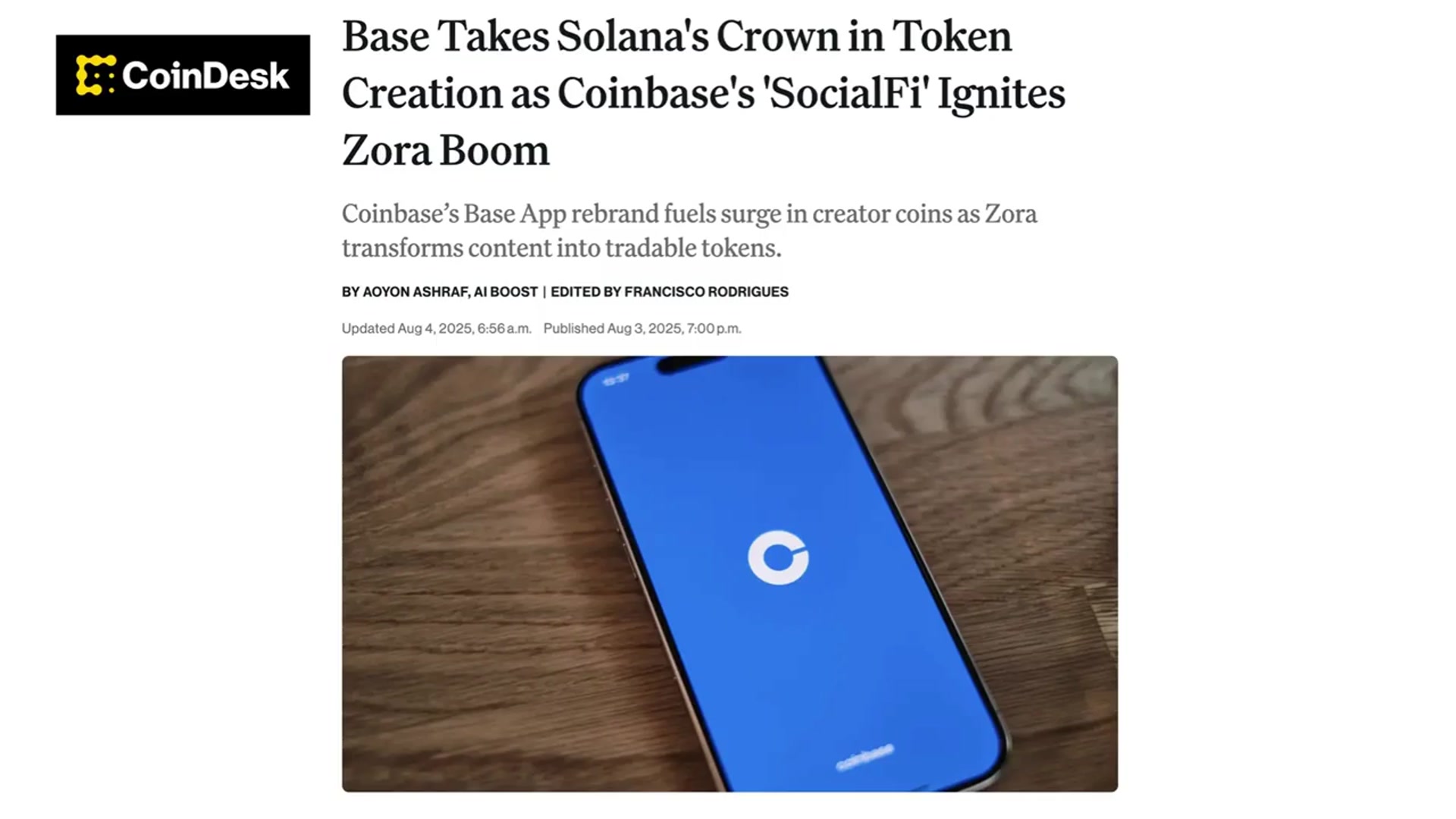 'Video thumbnail for Base Overtakes Solana in Daily Token Issuance'