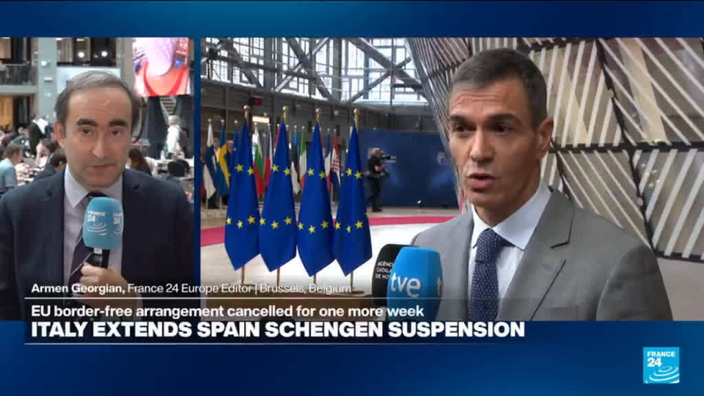 Video thumbnail for Italy prolongs Schengen suspension with Spain, talks loom