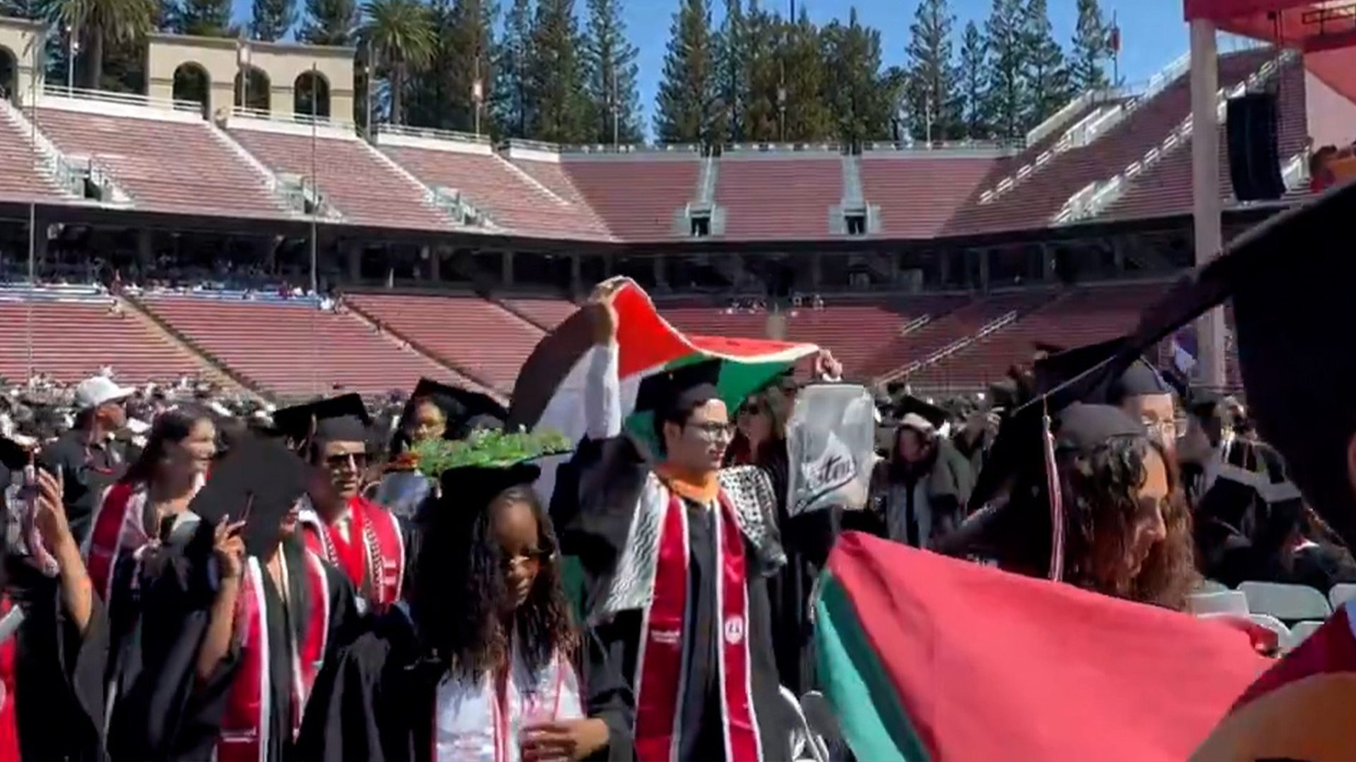 Video thumbnail for Stanford graduates stage pro-Palestine walkout at Google CEO speech
