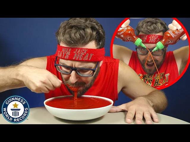 'Video thumbnail for Most Hot Sauce Eaten in Three Minutes'