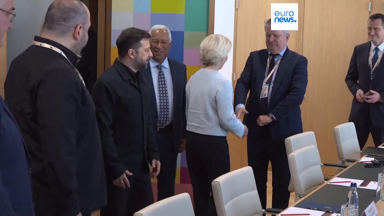 Video thumbnail for EU leaders meet in Brussels to discuss Ukraine, China shock and €2 trillion budget