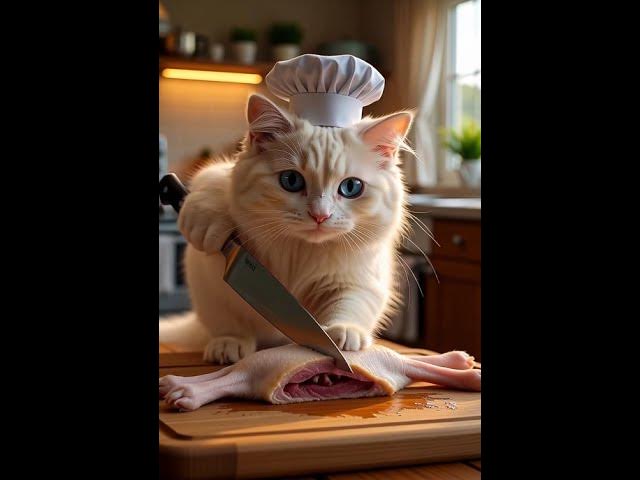 Video thumbnail for This big fluffy cat just cooked a bunny… what?! 😹🔥 #ChefCat #ViralShorts #CatShorts