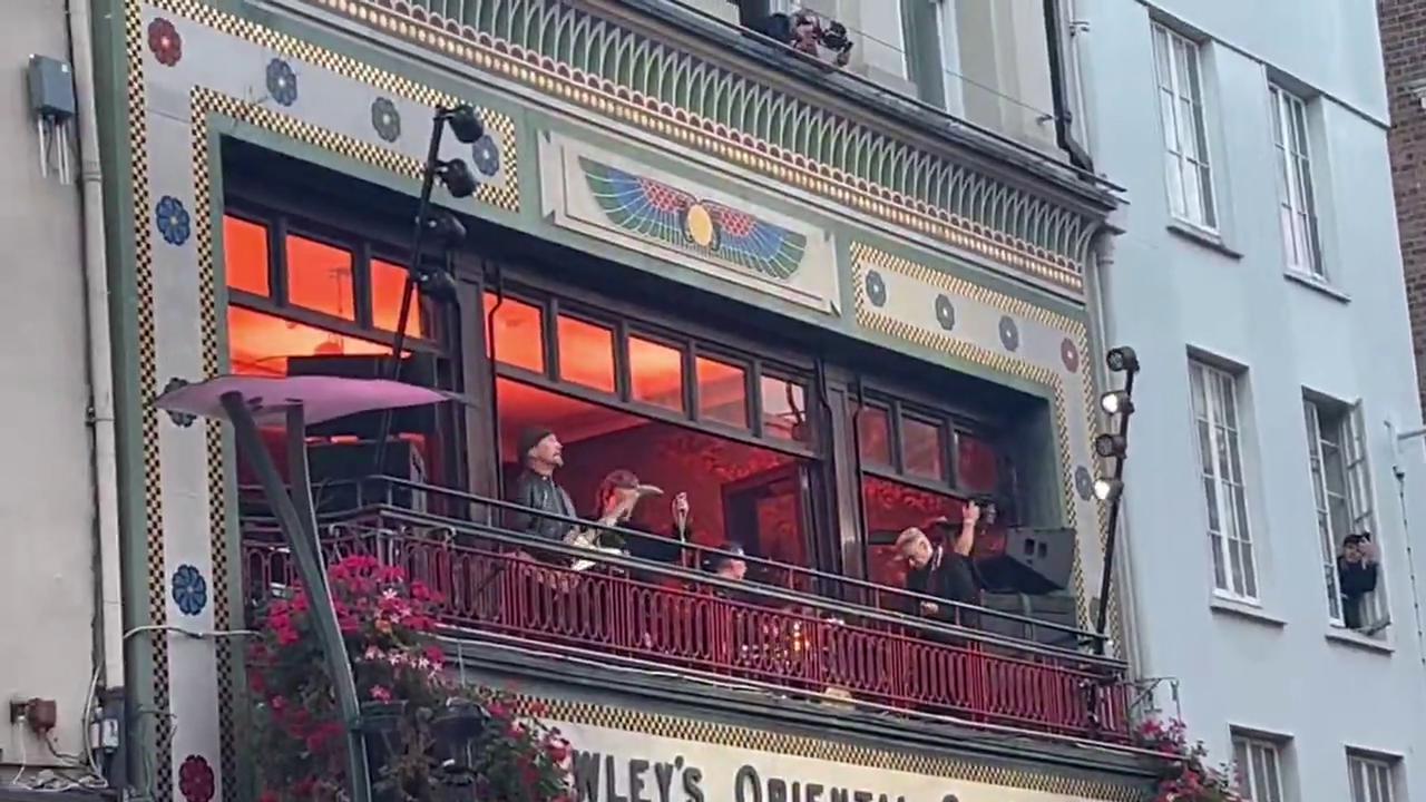 Video thumbnail for Ireland: U2 Mark 50th Anniversary With Surprise Grafton Street Show in Dublin.