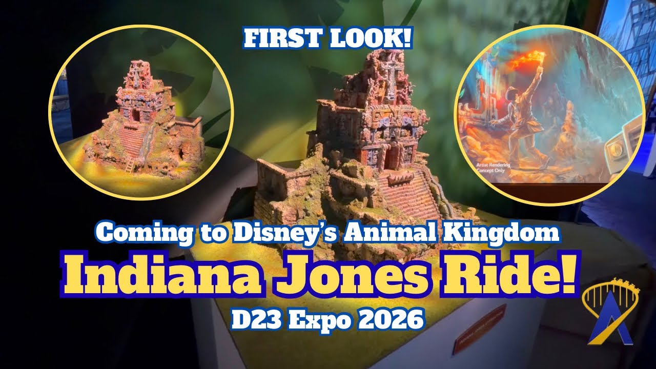 Video thumbnail for FIRST LOOK: New Indiana Jones Temple Model & Construction at D23 2026! (Animal Kingdom)