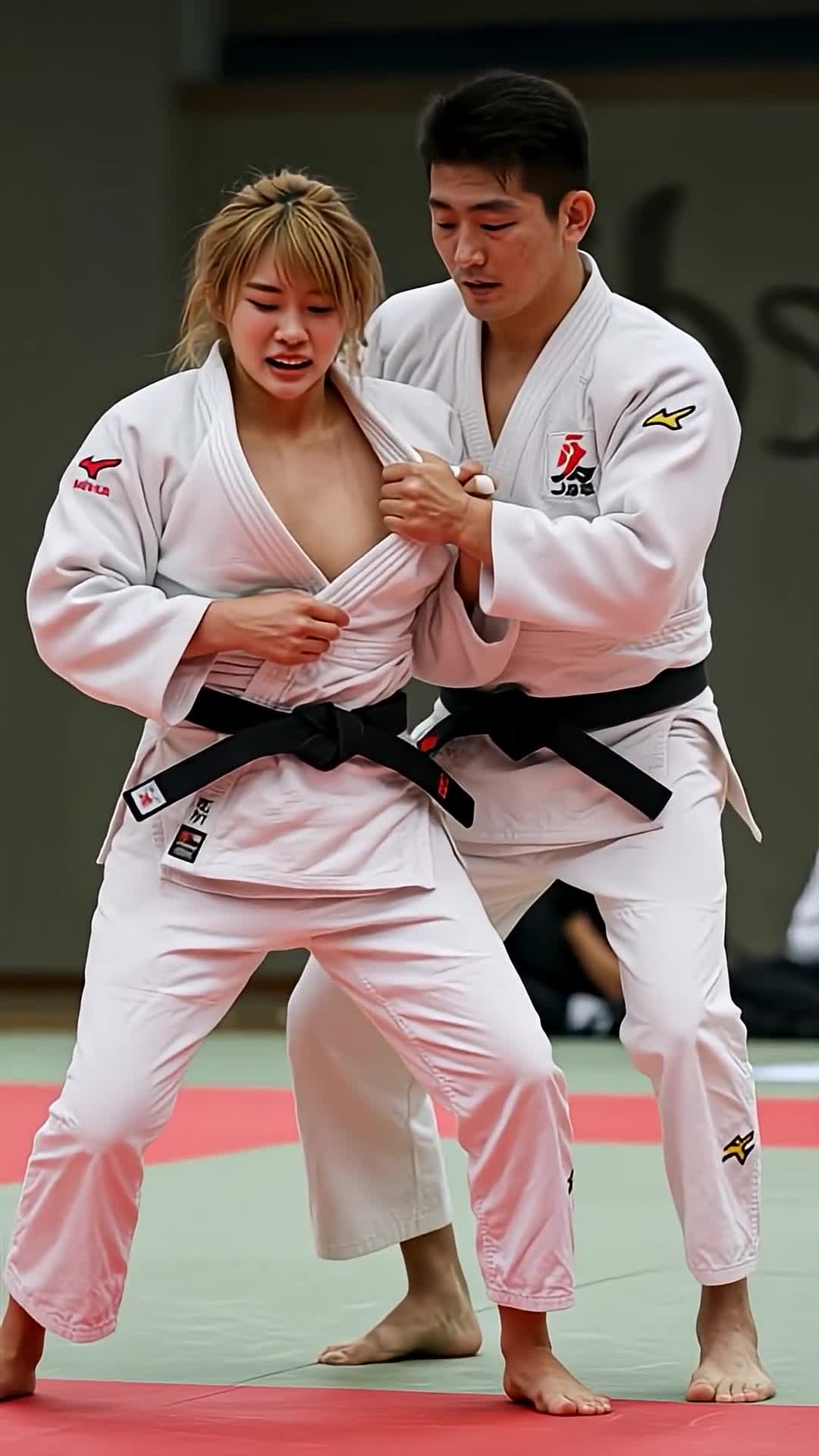 Video thumbnail for 男性の力になす術もない柔道家#ai #athlete #judo #sports #柔道 #美女