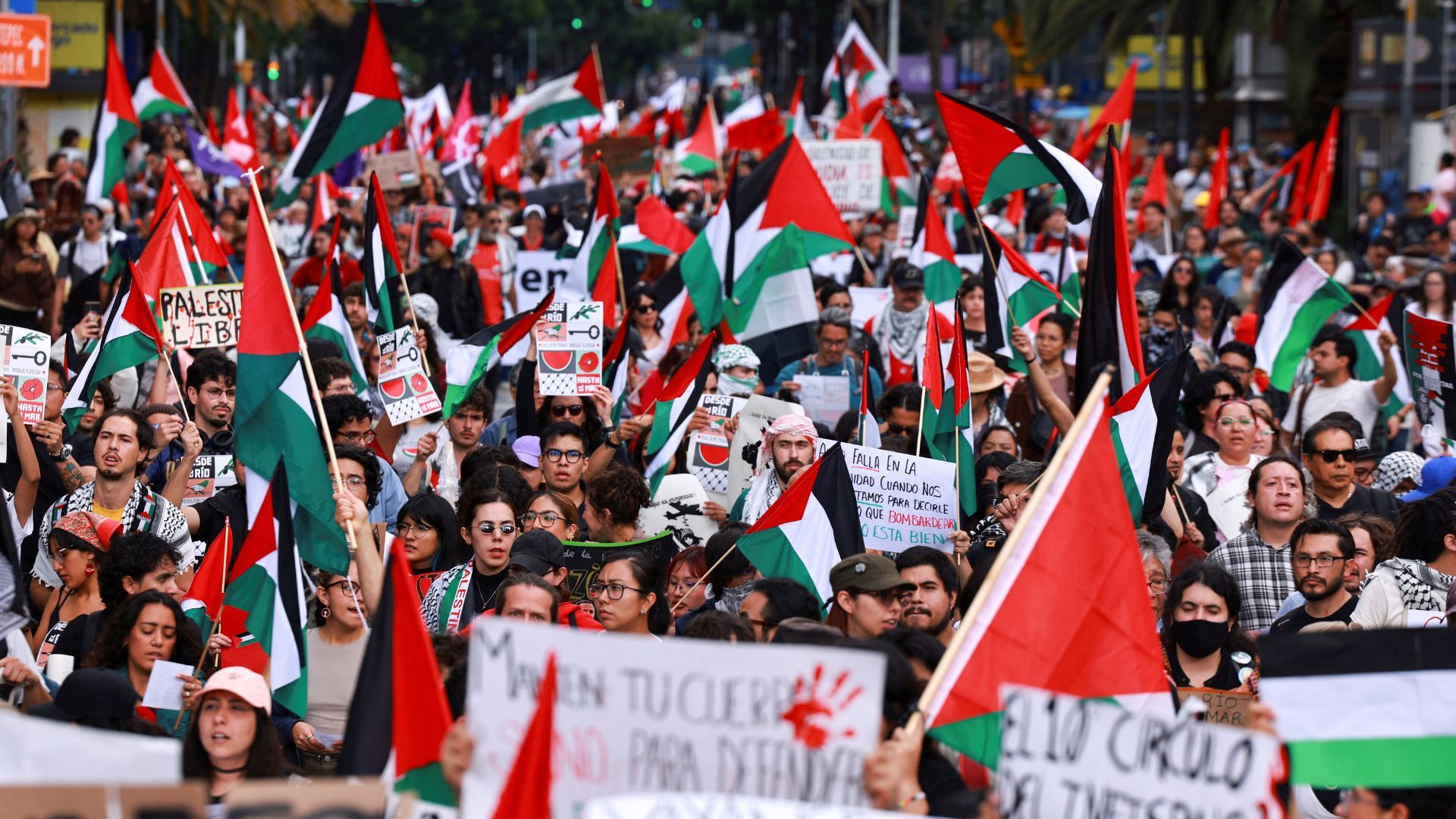 Video thumbnail for Thousands march across Latin America, urging leaders to cut ties with Israel over Gaza war
