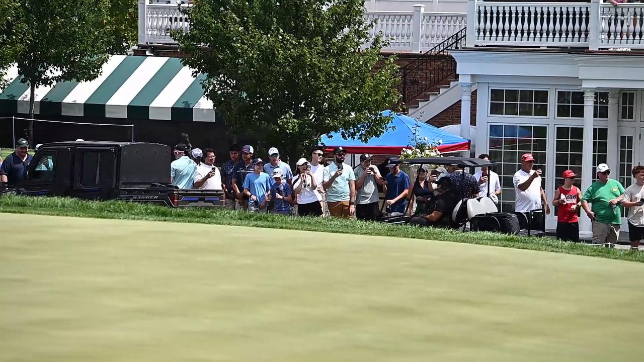 Video thumbnail for NJ: President Trump At 2026 LIV Golf New York - Round Four.