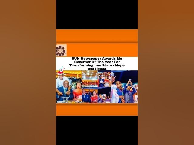 Video thumbnail for SUN Newspaper Awards Me Governor Of The Year For Transforming Imo State - Uzodimma ~ OsazuwaAkonedo