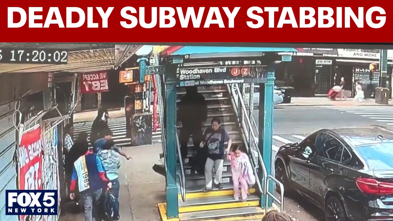 Video thumbnail for Man fatally stabbed on NYC subway during rush hour commute, NYPD says