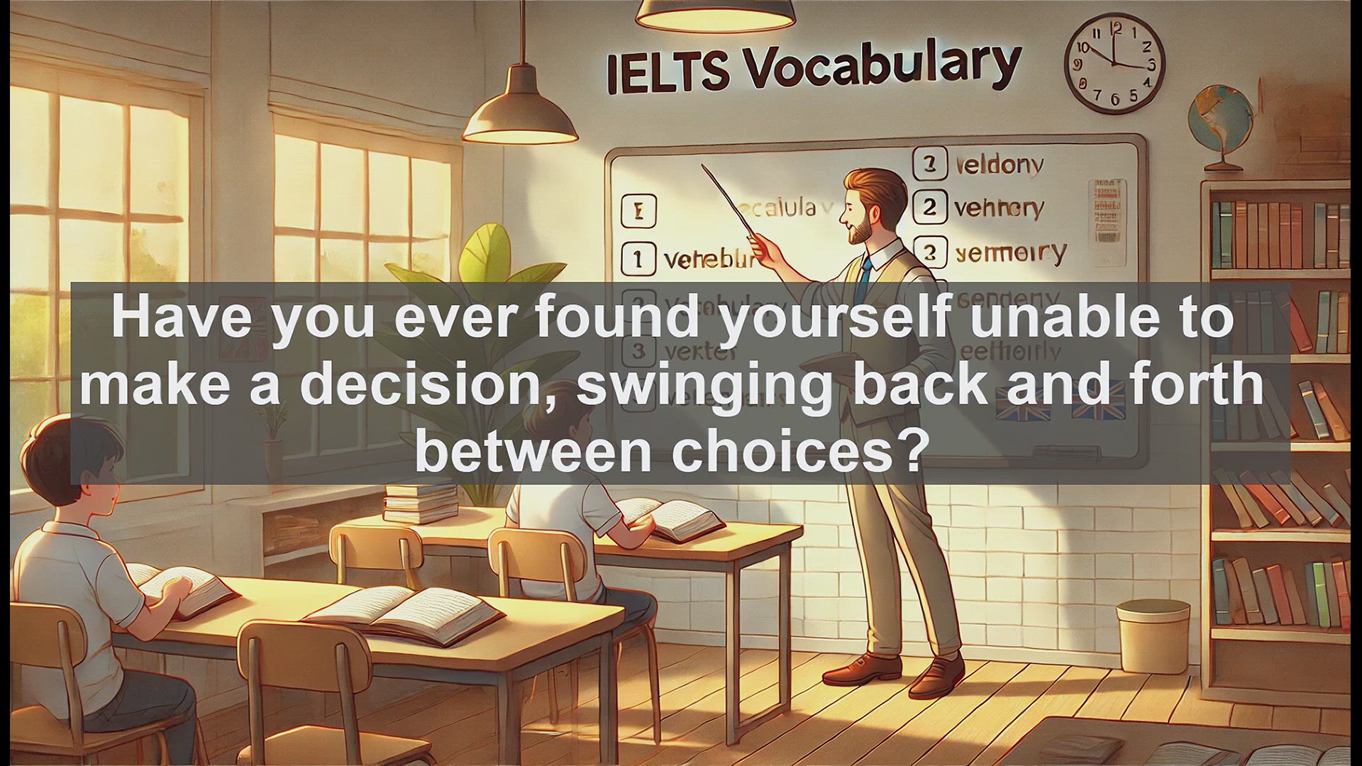 'Video thumbnail for 2500 Must Know IELTS 6.5 Vocabulary - Understanding 'Vacillate': Boost Your IELTS Vocabulary'