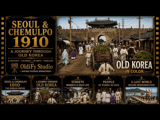 Video thumbnail for Seoul, Korea in 1910 – Rare Street Scenes & Chemulpo Harbor | Colorized & AI Remastered 4K 60FPS