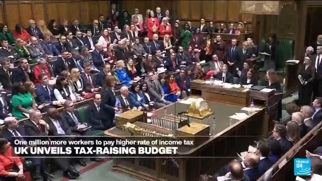 Video thumbnail for UK unveils tax-raising budget as growth downgraded