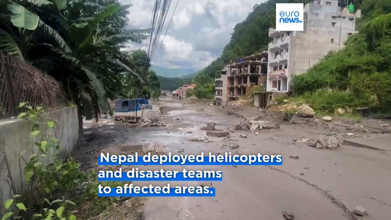 Video thumbnail for At least 19 dead and more than 380 tourists missing after flash flooding in Nepal
