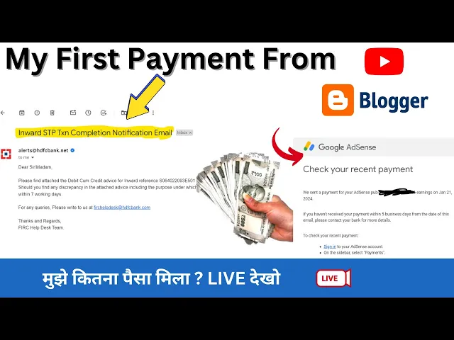Video thumbnail for My First Payment From Blogging | First Payment From YouTube | Google Adsense Payment Proof