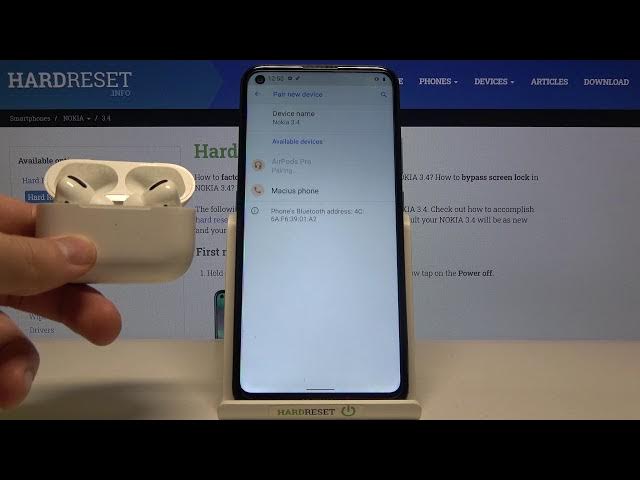Video thumbnail for How to Connect AirPods Pro with NOKIA 3.4 – Bluetooth Connection