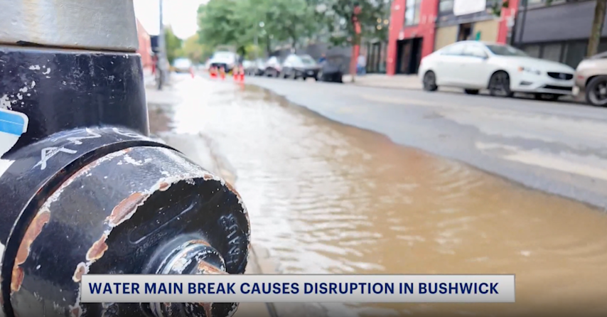 Video thumbnail for Water main break floods Bushwick street