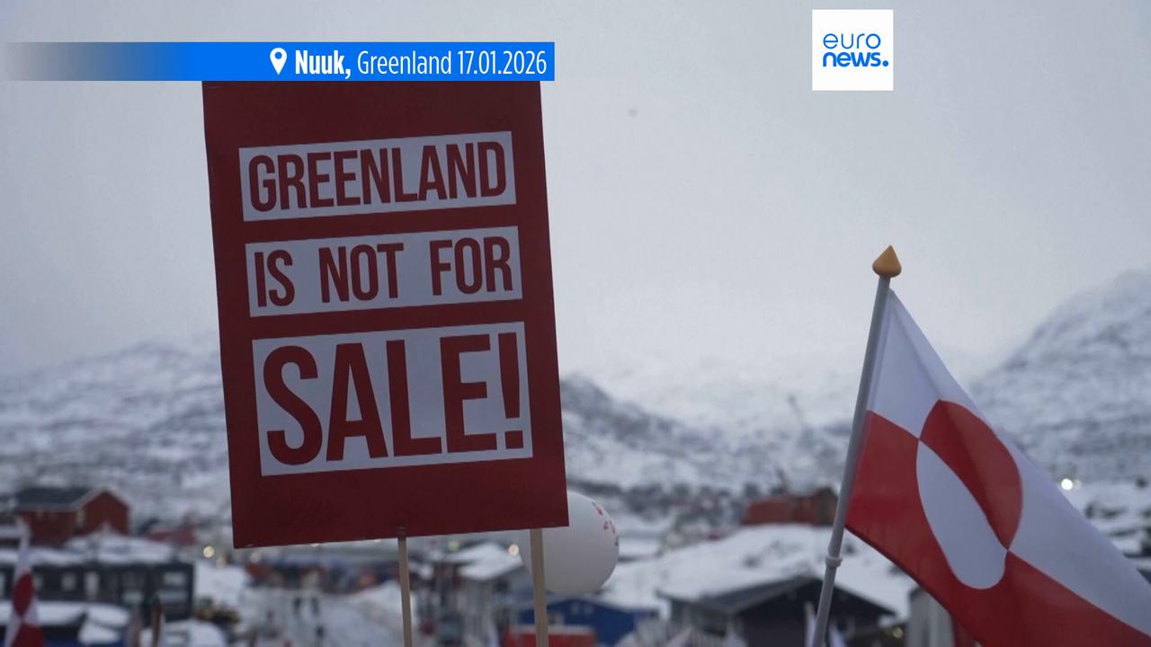 Video thumbnail for Thousands march in Greenland to oppose Trump's interest in taking over the Arctic island