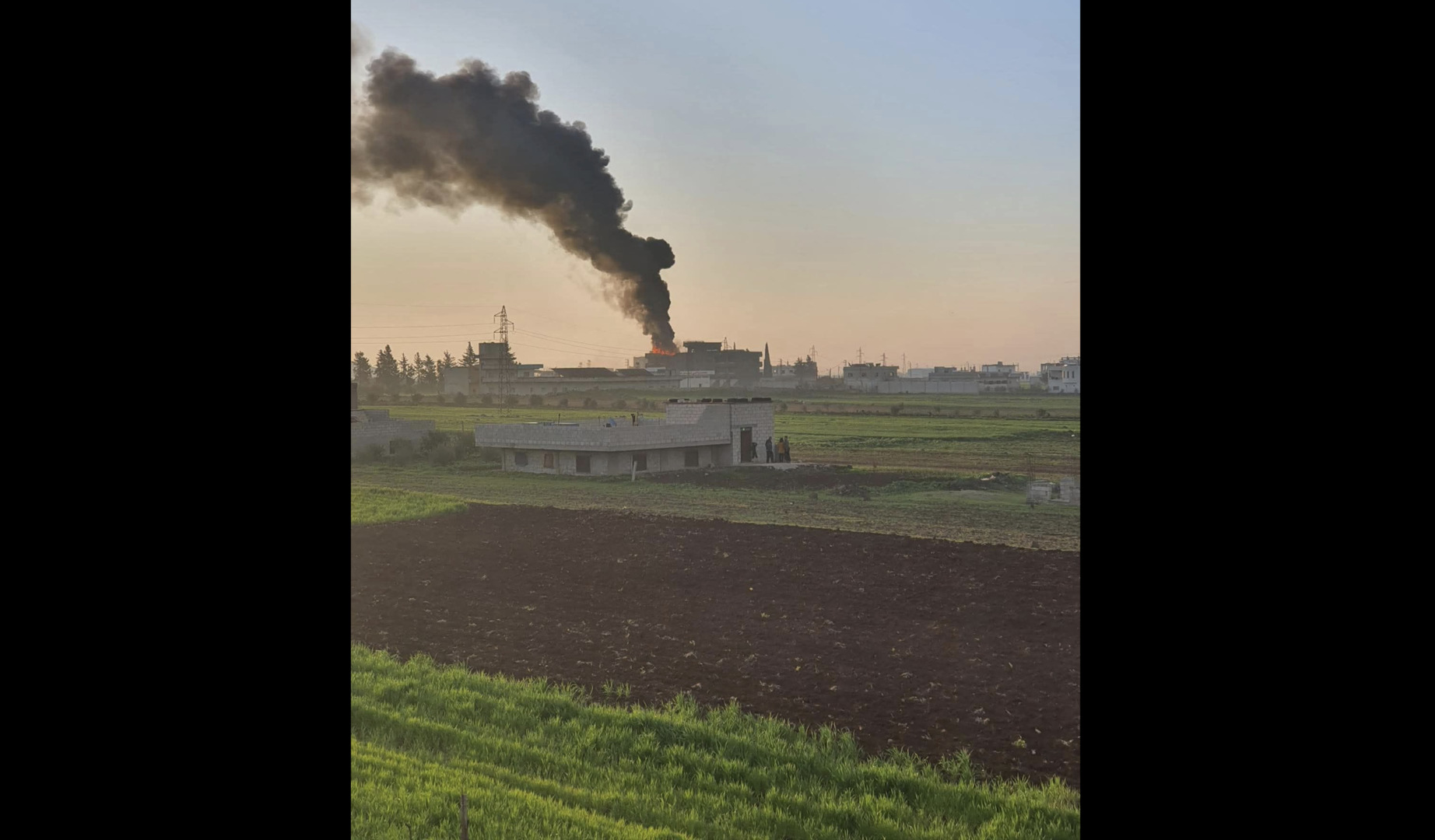 Video thumbnail for Explosion and fire in Syria due to falling drone debris