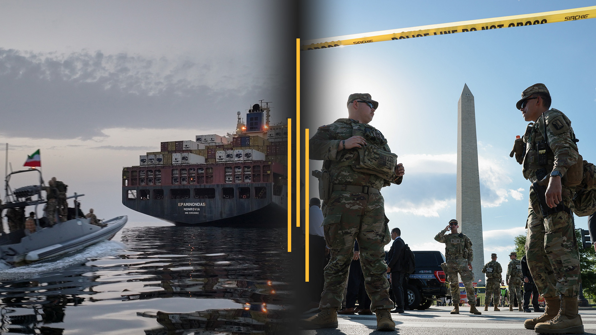 Video thumbnail for Hormuz fighting resumes as ceasefire falters; Secret Service shoots suspect in DC