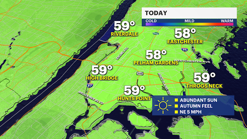 Video thumbnail for Cool temperatures, sunny skies today in the Bronx