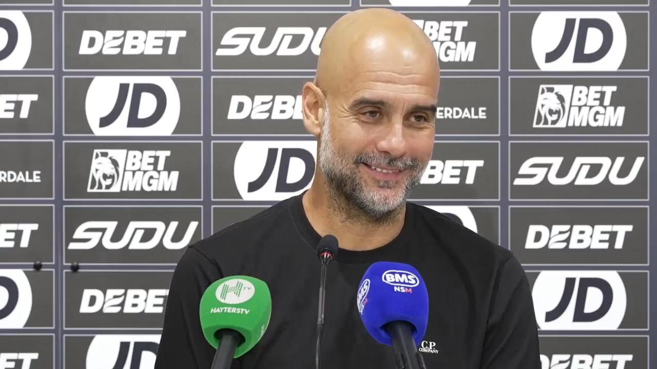 'Video thumbnail for Moment: Amusing answer as Pep considers new Premier League ball'