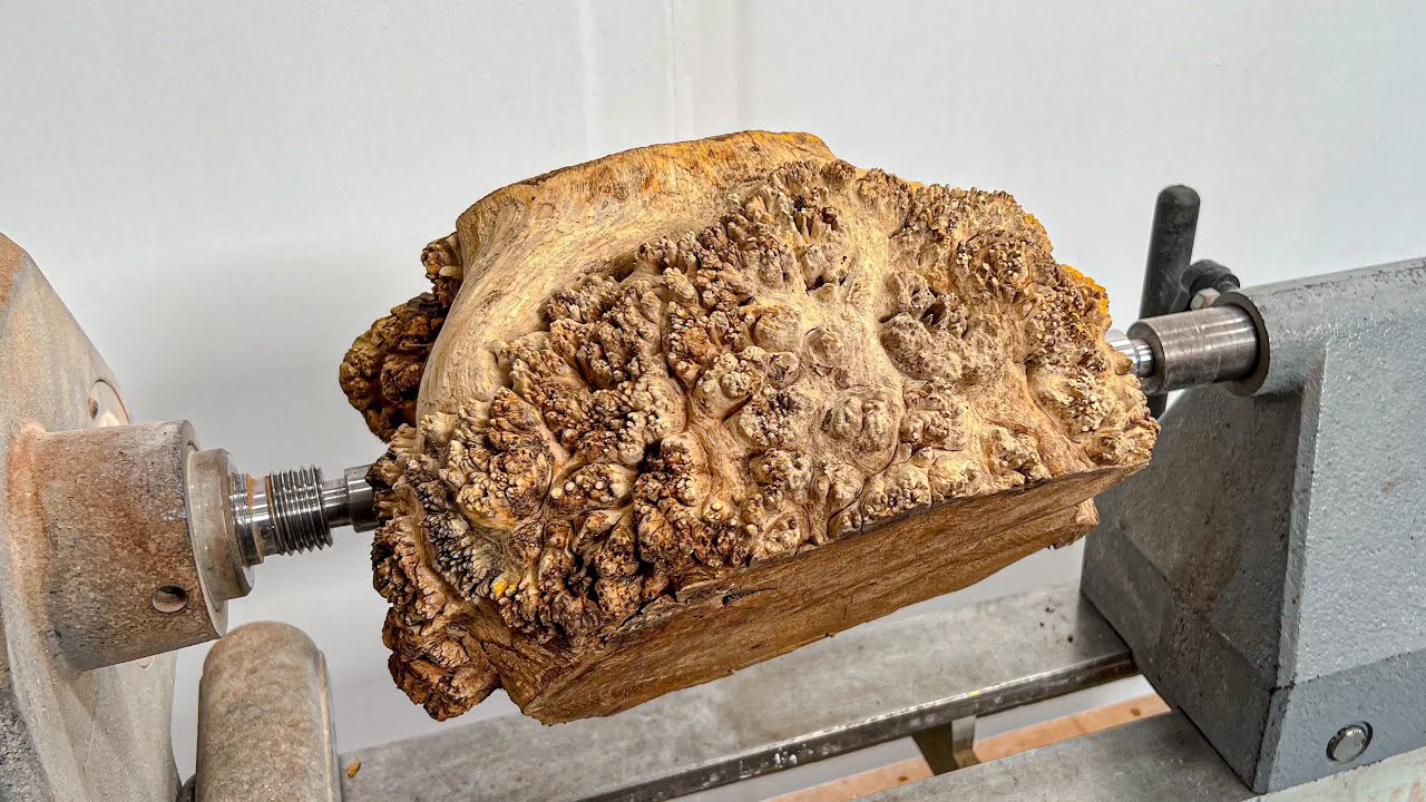Video thumbnail for Woodturning - Burl Firewood Log to Live Edge Vase