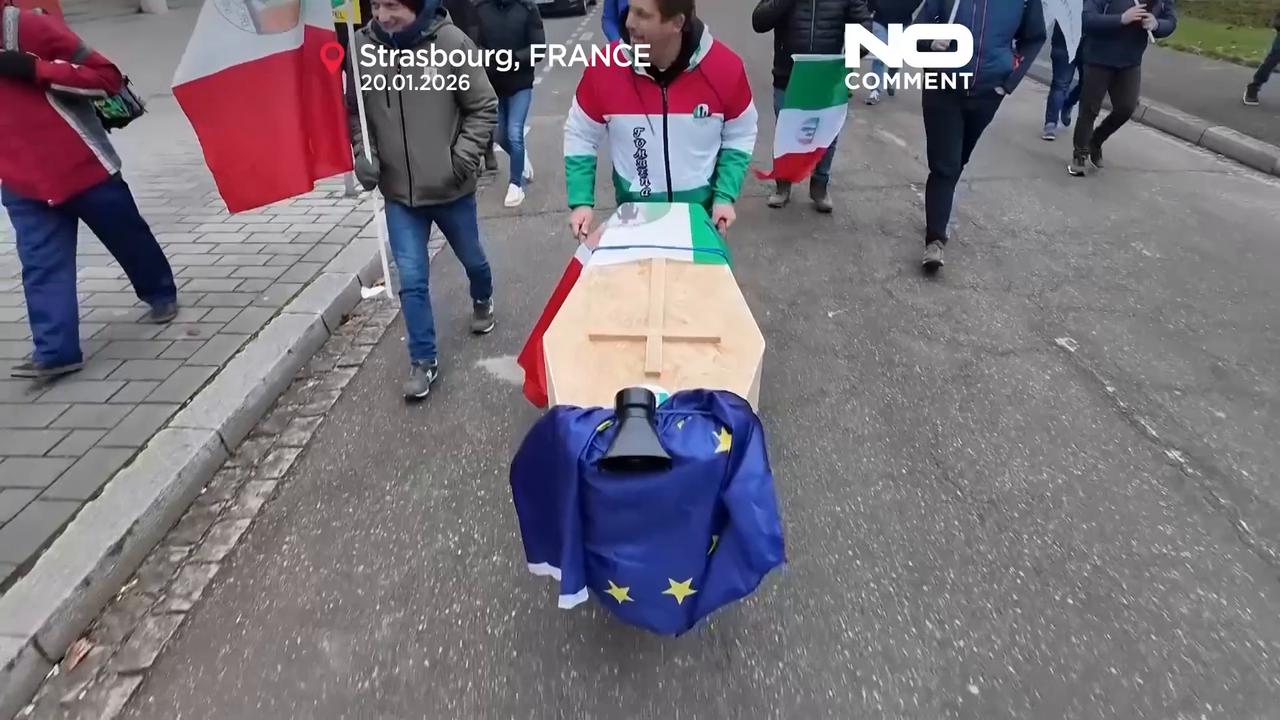 Video thumbnail for Thousands of farmers protest EU, Mercosur trade deal ahead of vote