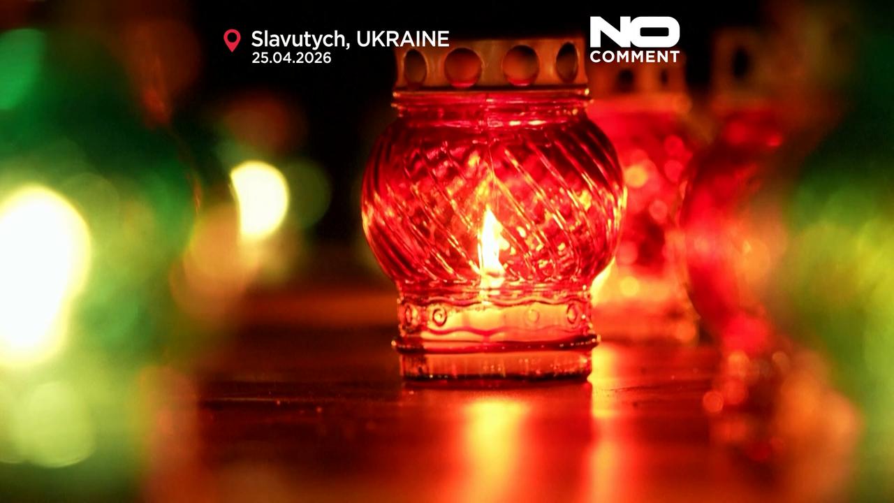 Video thumbnail for Ukrainians mark 40th anniversary of Chernobyl disaster