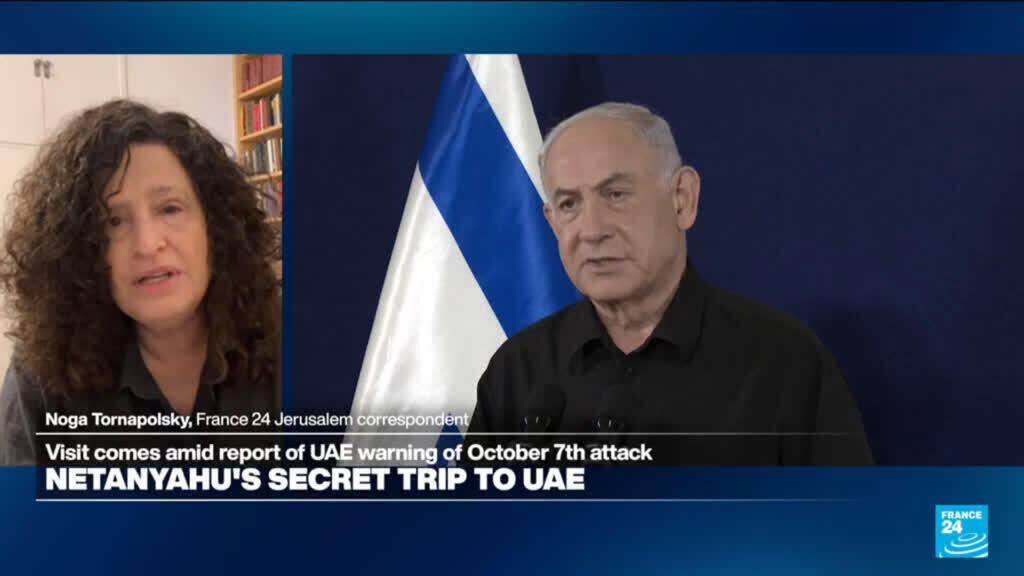 Video thumbnail for Netanyahu's secret trip to UAE amid report of Abu Dhabi warning of Oct. 7 attack