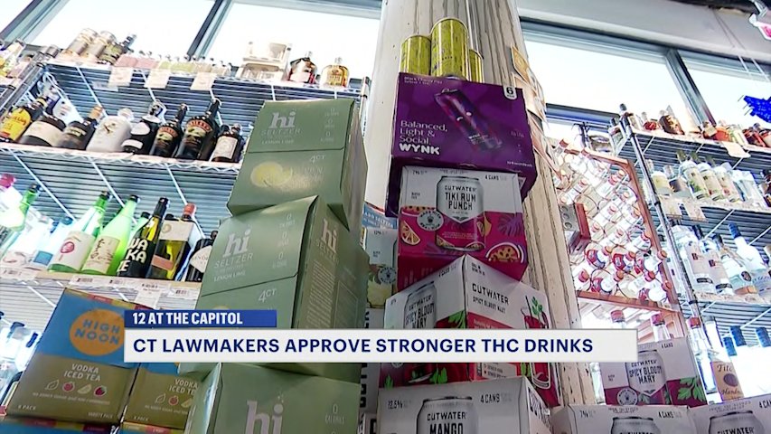 Video thumbnail for Connecticut lawmakers approve bill to raise THC limit in cannabis seltzers