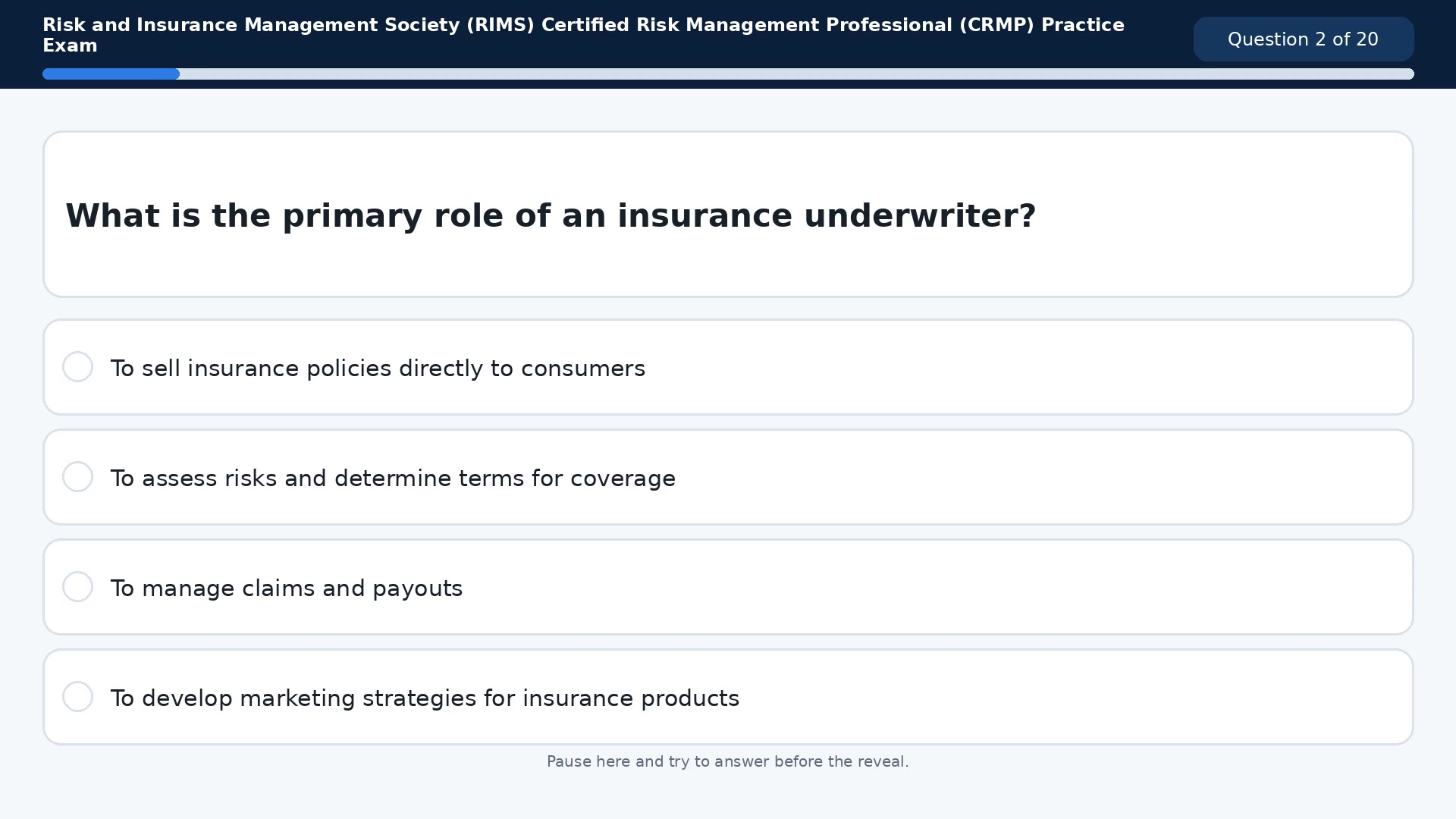 Video thumbnail for Risk and Insurance Management Society (RIMS) Certified Risk Management Professional (CRMP) Practice Exam