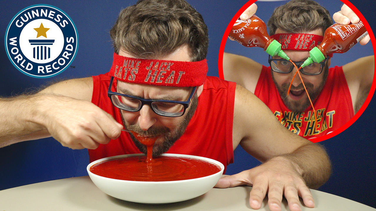 'Video thumbnail for Most hot sauce eaten in three minutes'