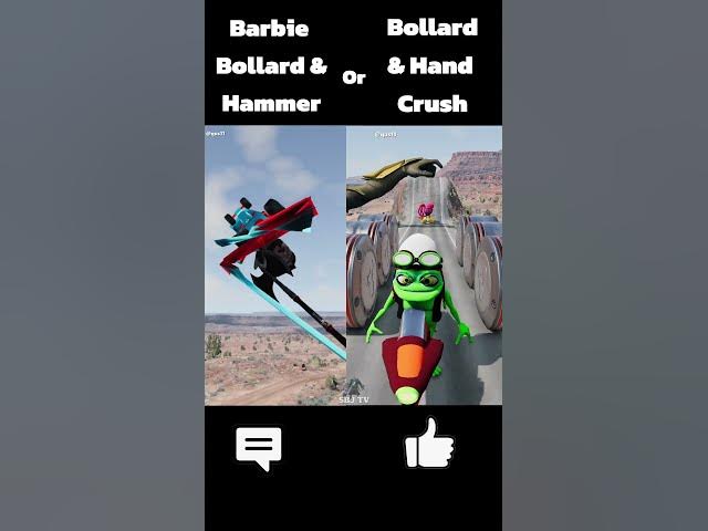Video thumbnail for Barbie Bollard & Hammer Or Bollard & Hand Crush #satisfying #shorts #beamngdrive