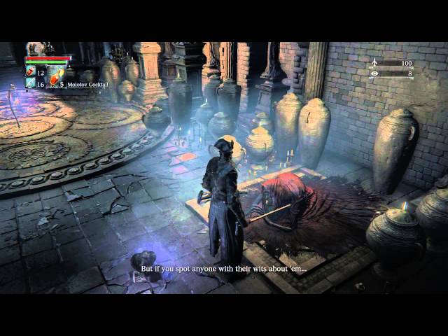 Video thumbnail for Bloodborne - Cathedral Ward: Shaman Lady Introduction "Spread Word Safe Haven" Chat Sequence PS4