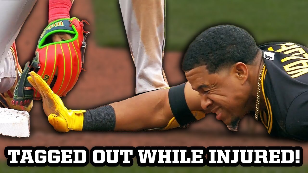 Video thumbnail for José Ramirez tags out Enmanuel Valdez while he was injured calling timeout, a breakdown