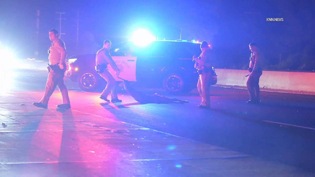 Video thumbnail for US, Los Angeles: Sherman Oaks Traffic Collision on I-405 Involves Deer.
