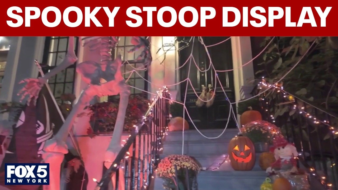Video thumbnail for Spooky stoop displays popping up throughout NYC
