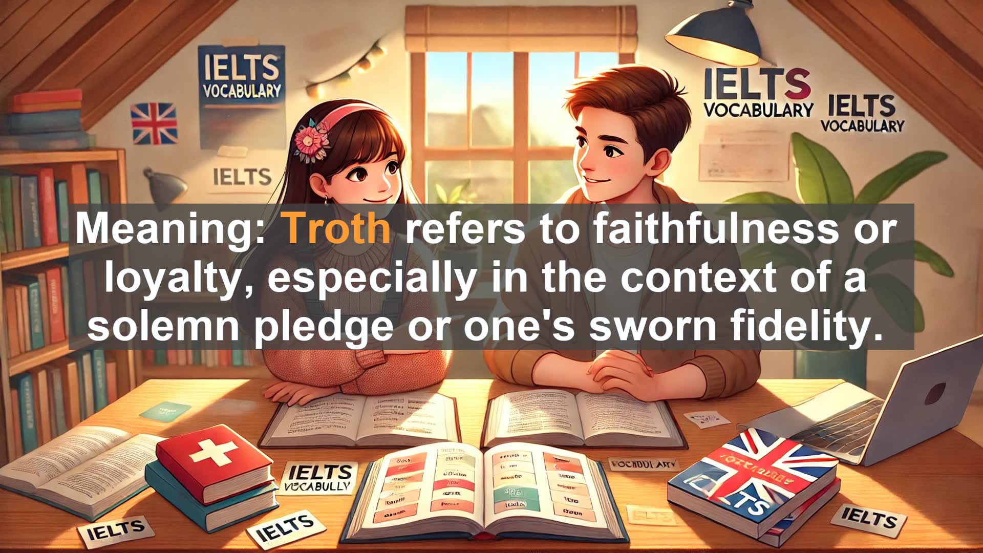 'Video thumbnail for 2000 Must Know IELTS 9.0 Vocabulary - IELTS Vocabulary: Understanding and Using 'Troth''