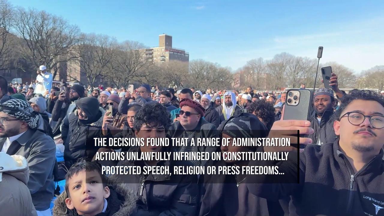 Video thumbnail for Trump Administration Violated Free Speech Protections in 75 Federal Cases.