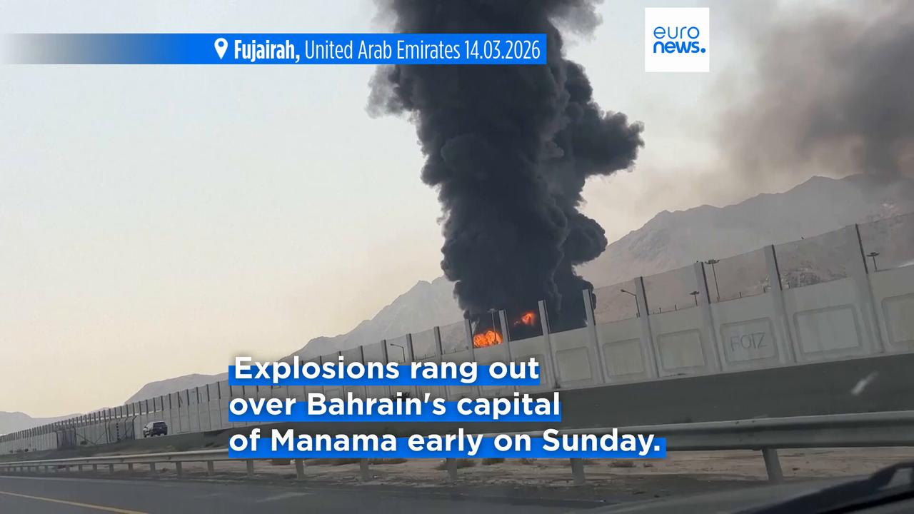 Video thumbnail for Iran continues strikes on Gulf states day after US threatens oil facilities