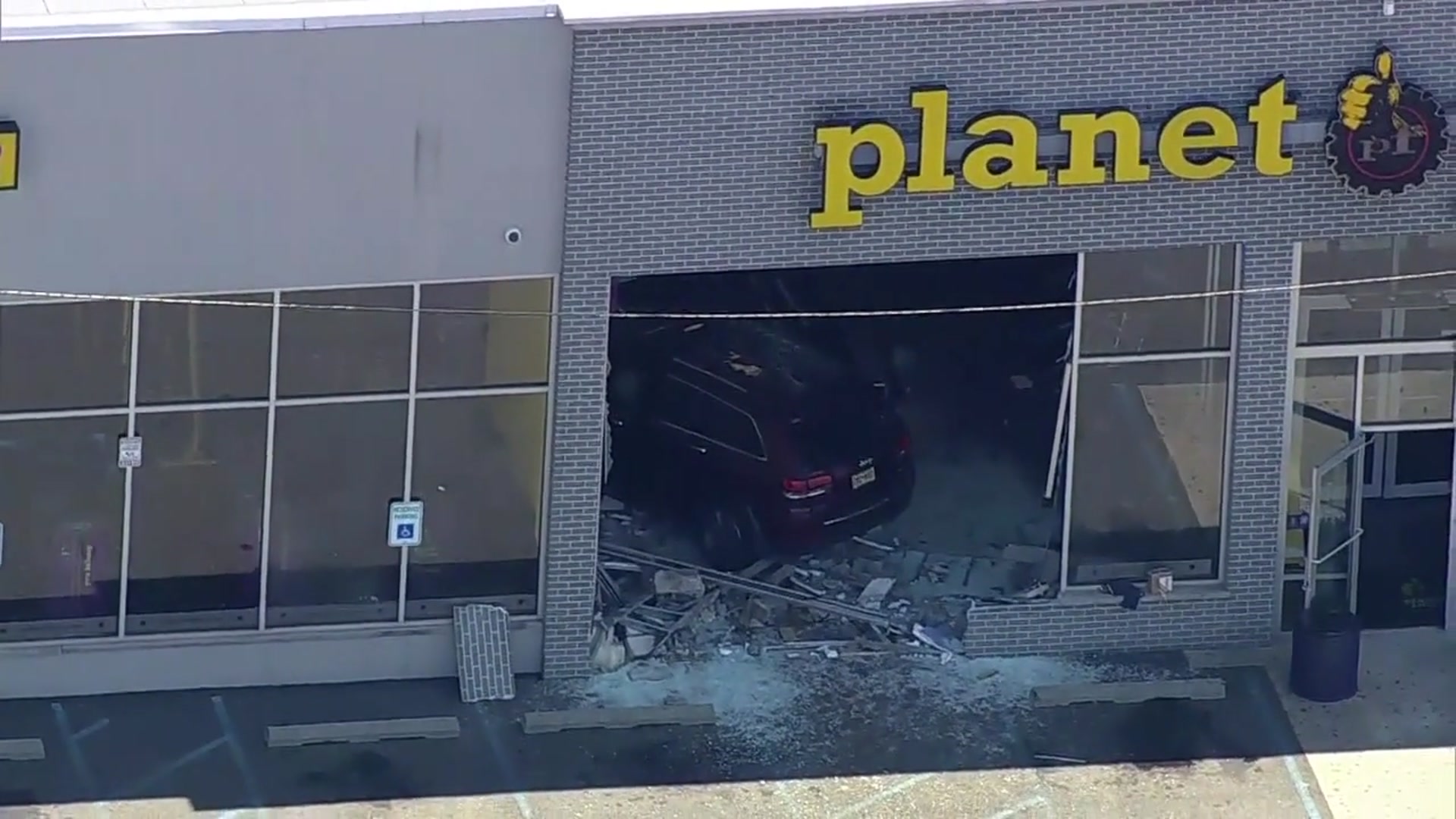 'Video thumbnail for Car plows into NJ Planet Fitness; 1 dead'