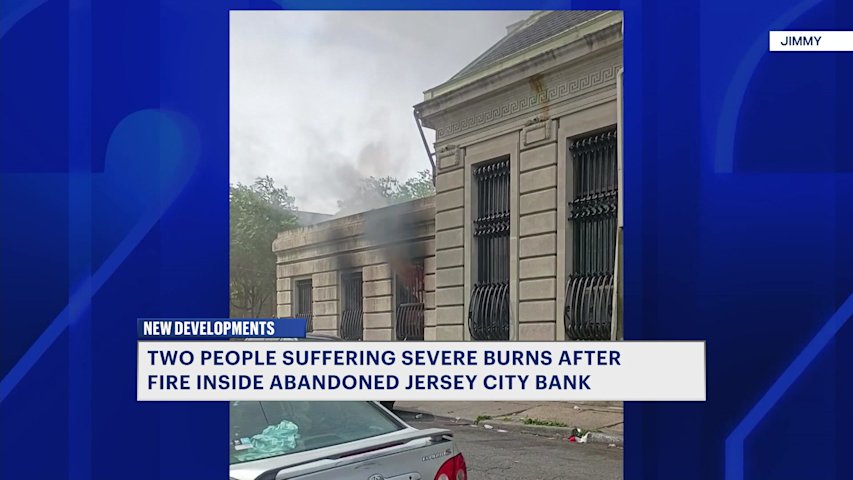Video thumbnail for Fire erupts inside abandoned bank building in Jersey City; 2 burned, 1 firefighter injured