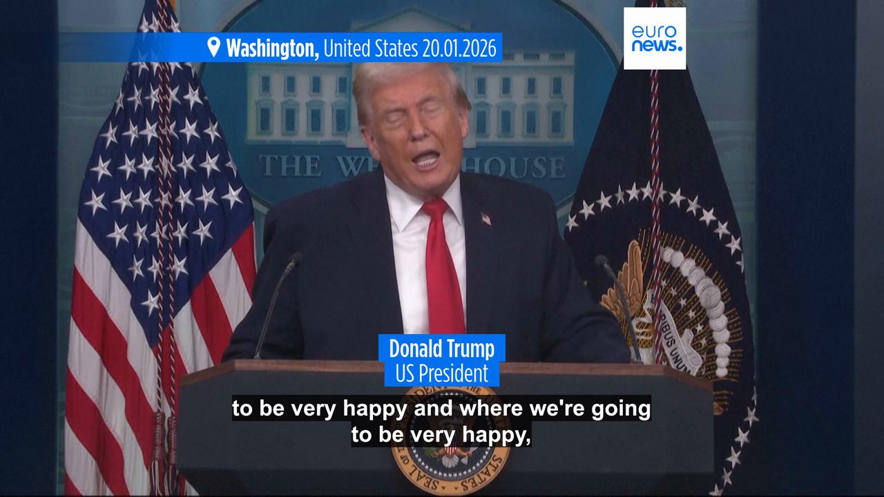 Video thumbnail for Trump says 'you'll find out' how far he'll go to seize Greenland ahead of departure for Davos