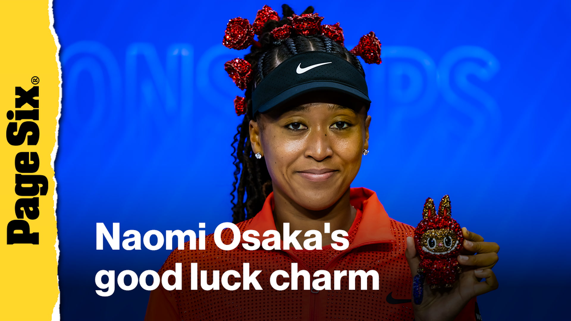 'Video thumbnail for Naomi Osaka brings on the bling with bedazzled Labubu and hair accessories at the US Open'