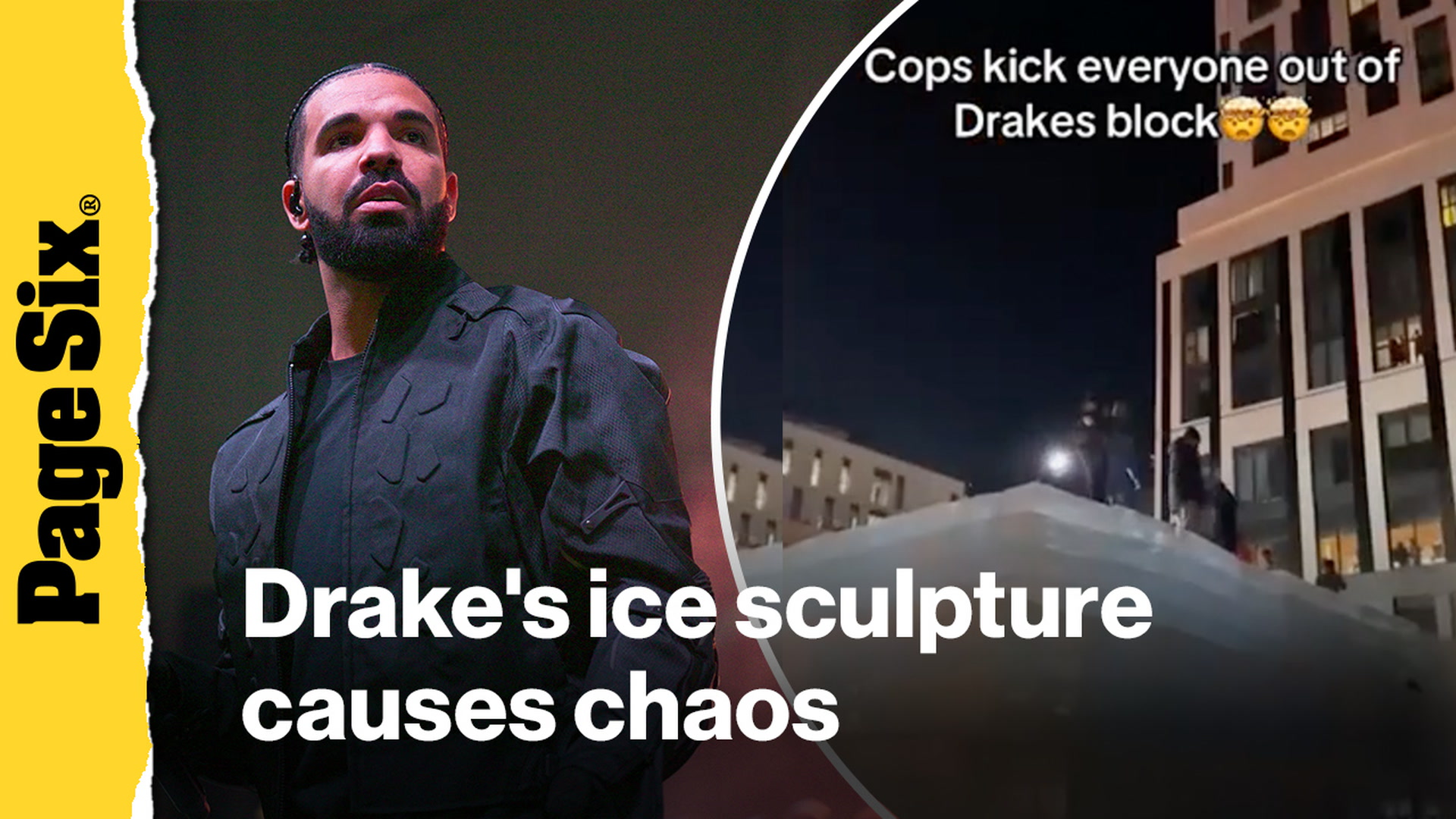 Video thumbnail for Ice sculpture teasing Drake's new album causes chaos