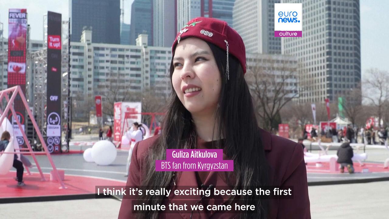 Video thumbnail for BTS are back: Fans flood Seoul as new album drops ahead of mega comeback concert