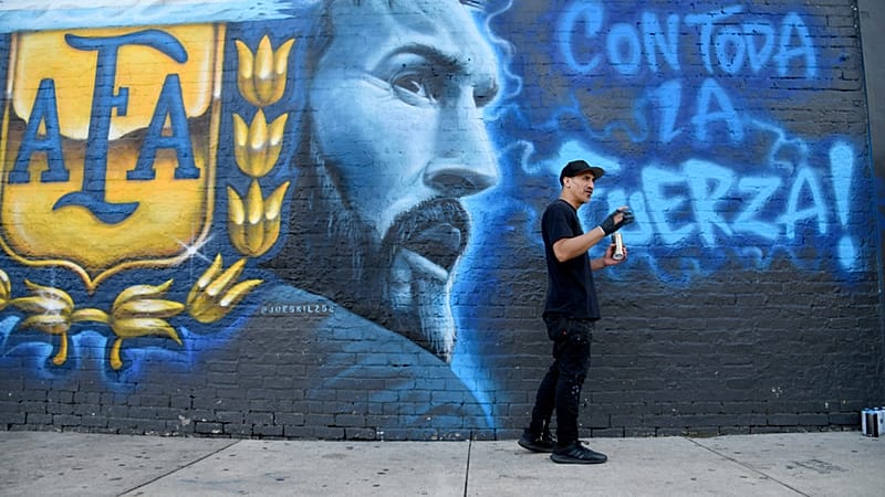 Video thumbnail for Dallas artist unveils mural paying tribute to Argentina and Lionel Messi