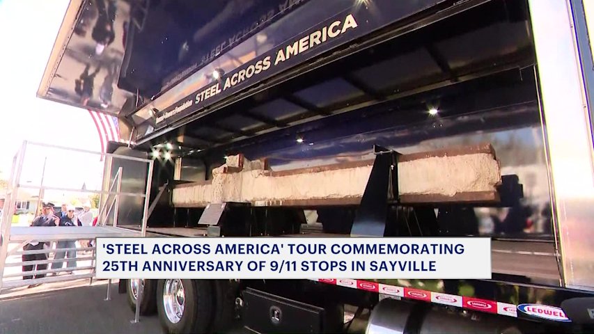 Video thumbnail for WTC steel beam makes West Sayville stop on nationwide 9/11 anniversary tour