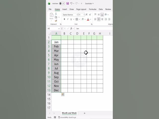 Video thumbnail for Auto Month and Week No Manual Typing #excel #excelforbeginners #excelshortcuts #office