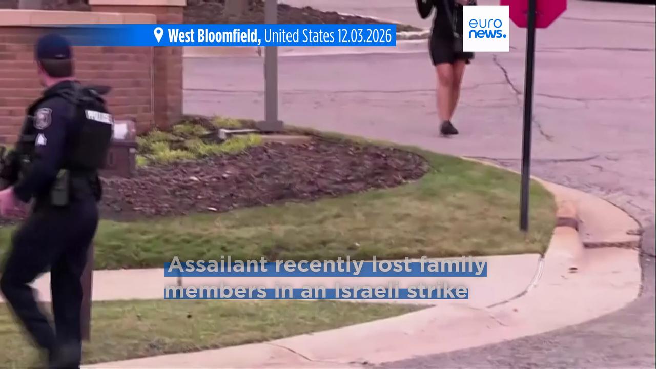 Video thumbnail for Man shot dead by security after ramming car into Michigan synagogue